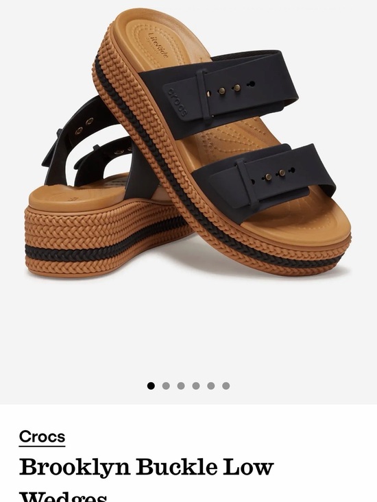 CROCS Shoes - CROCS Women’s Dual-Strap Platform Slides in Black and Tan
